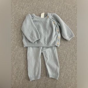 H&M dusty blue baby sweater set